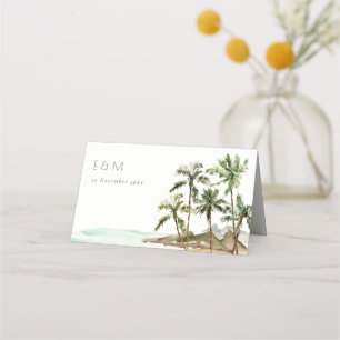 Tropische palmbomen straten zand monogram huwelijk