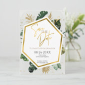 Tropische palmbomen verguld script opslaan van de  kaart (Staand voorkant)