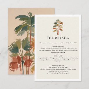 Tropische palmbomen Waterverf Pastel Boho bruiloft Informatiekaartje