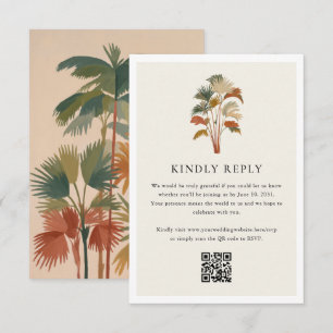 Tropische palmbomen Waterverf Pastel Boho bruiloft RSVP Kaartje