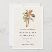 Tropische palmbomen Waterverf Pastel Boho bruiloft Save The Date (Voorkant)