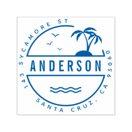 Tropische palmbomen Zomer Familie Retouradres Zelfinktende Stempel