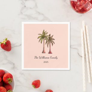 Tropische Palmbomen Zomerzwembad Party Blush Pink Servet