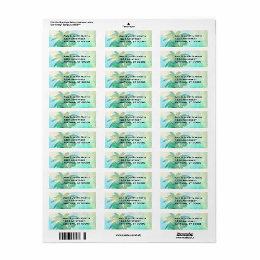 tropische palmboom - aangepaste site voor retourne etiket (Full Sheet)