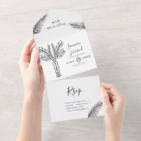 Tropische Palmboom Abstracte Handgetekende Trouw