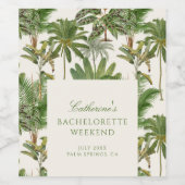 Tropische Palmboom Bachelorette Wijn Etiket (Enkel label)