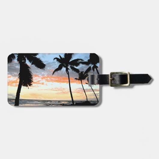 Tropische palmboom bagagelabel (Voorkant horizontaal)