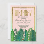 Tropische palmboom Banana Leaf Gold Birthday Kaart (Voorkant)
