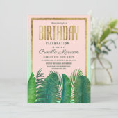 Tropische palmboom Banana Leaf Gold Birthday Kaart (Staand voorkant)