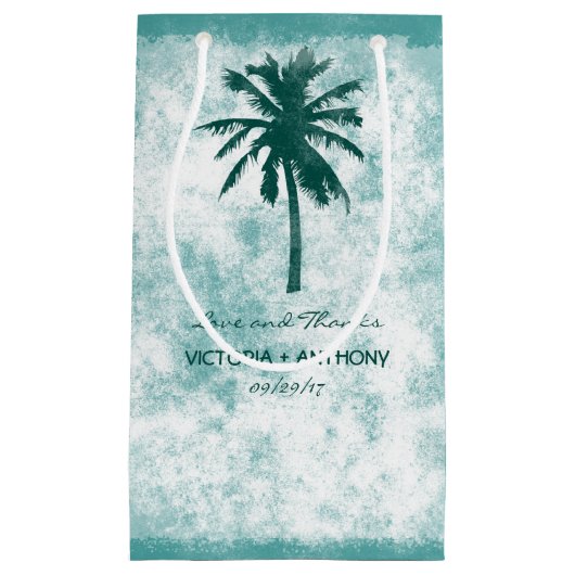 Tropische palmboom Beach Weddenschap bedankt Klein Cadeauzakje (Voorkant)