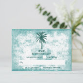 Tropische palmboom Beach Weddenschap RSVP (Staand voorkant)