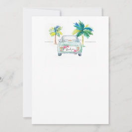 Tropische palmboom en auto-Waterverf - Dank u wel Bedankkaart