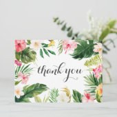 Tropische palmboom en florale bruiloft bedankt u (Staand voorkant)