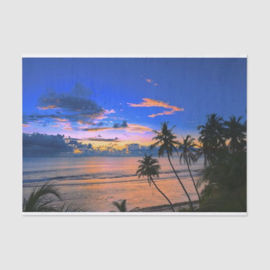 Tropische palmboom Exotic Beach Sunset Tissuepapier (Voorkant)