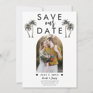 Tropische palmboom foto bruiloft Save the Date Kaart