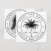 Tropische palmboom Fotobruiloft Save The Date (Voorkant / Achterkant)