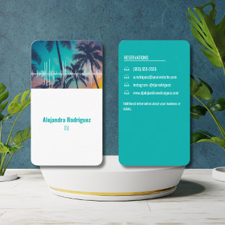 Tropische Palmboom Geluidsgolven Beat Teal DJ Visitekaartje