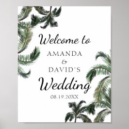 Tropische palmboom Greenery Beach Weddenschap Welk Poster