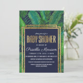 Tropische palmboom Greenery Gold Blue Baby shower Kaart (Staand voorkant)