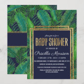 Tropische palmboom Greenery Gold Blue Baby shower Kaart (Voorkant / Achterkant)