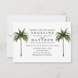 Tropische palmboom Groene trouwkaart Kaart