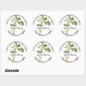 Tropische palmboom handgeschreven retouradres C Ronde Sticker (Vel)
