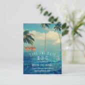 Tropische palmboom Hawaii Island Bewaar de data Aankondigingskaart (Staand voorkant)