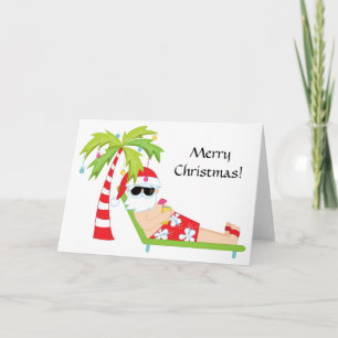 Tropische/Palmboom Kerstman Kerstman Kaart