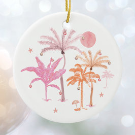 Tropische palmboom Kerstmis gepersonaliseerd Keramisch Ornament