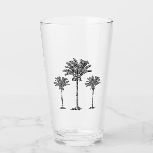 Tropische palmboom Klassieke zwarte balkglazen Glas (Voorkant)
