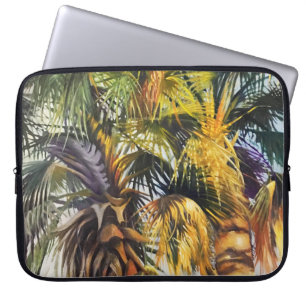 Tropische palmboom kleurig origineel schilderij laptop sleeve