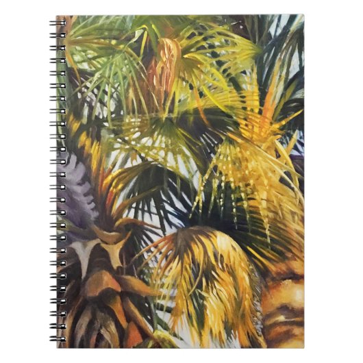 Tropische palmboom kleurig origineel schilderij notitieboek (Voorkant)