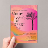 Tropische palmboom Kleurrijke bruiloft uitnodiging Acryl Uitnodigingen (Insitu (Draagbaar))