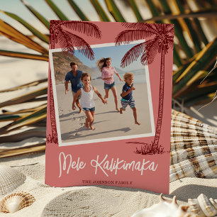 Tropische palmboom Mele Kalikimaka foto Feestdagenkaart