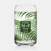 Tropische palmboom monogram bruiloft cadeau blikvorm glas (Voorkant)