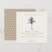 Tropische palmboom Navy Kraft Wedding Invite Bedankkaart (Voorkant / Achterkant)