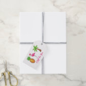 Tropische palmboom Pineapple Pink Flamingo Cadeaulabel (Met Touw)