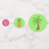 Tropische palmboom Pineapple Pink Flamingo Confetti (Voorkanten)