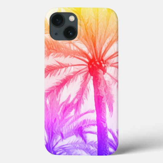 Tropische palmboom retro neon 80's zomerstrand Case-Mate iPhone case (Achterkant)