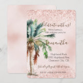 Tropische palmboom Roze glitter Kaart (Voorkant / Achterkant)