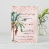 Tropische palmboom Roze glitter Kaart (Staand voorkant)
