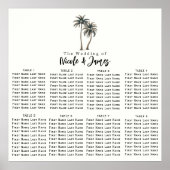 Tropische palmboom rustieke bruiloft zitgrafiek poster (Voorkant)