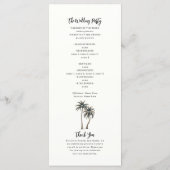 Tropische palmboom rustieke kust bruiloftsprogramm programma (Achterkant)