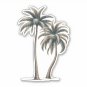 Tropische palmboom rustieke kustbruiloft sticker (Voorkant)