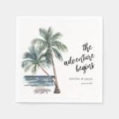 Tropische palmboom strand bruiloft servetten (Voorkant)
