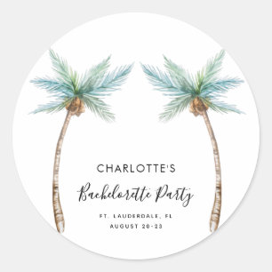 Tropische Palmboom Strand Meidenavond Ronde Sticker