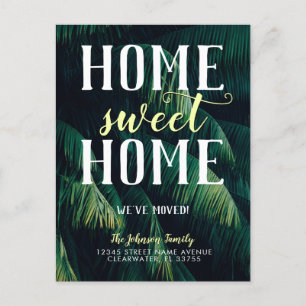 Tropische palmboom verlaat huis Sweet Home Moving Aankondigingskaart