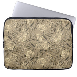 Tropische palmboom verlaat patroongoud laptop sleeve
