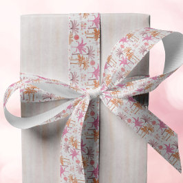 Tropische palmboom vrolijk kerstfeest grosgrain lint