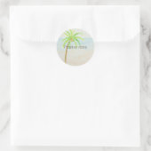 Tropische palmboom — zeestrand ronde sticker (Tas)